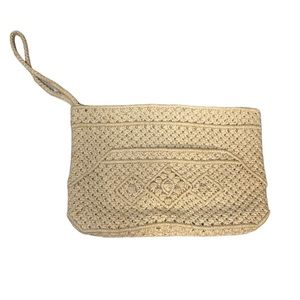 Boho Crochet Cream Full Zip Clutch Bag